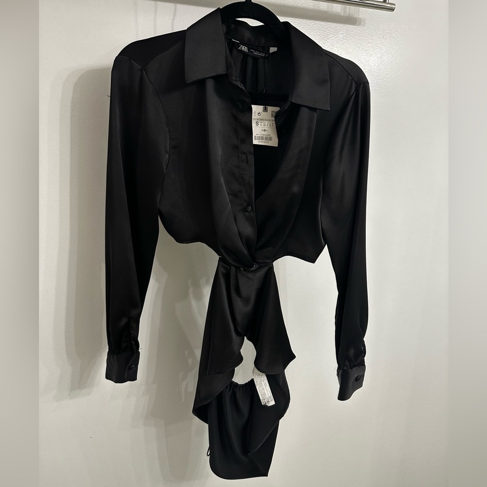 Satin Open Back Shirt